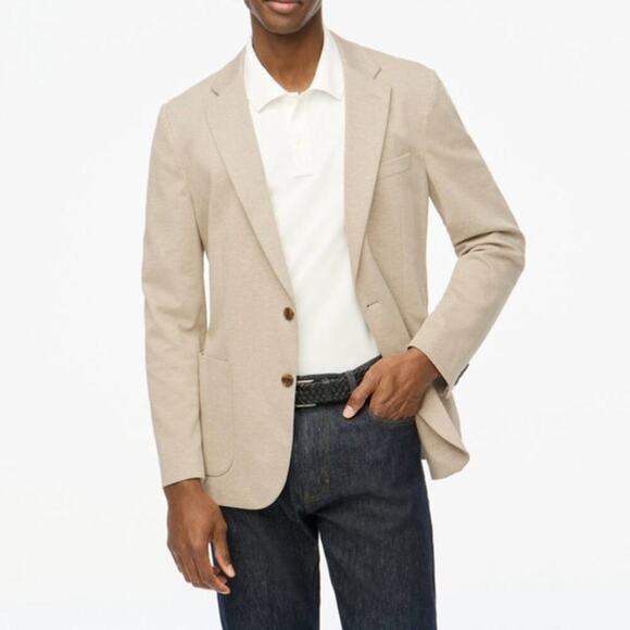 NWT J. Crew Thompson Slim Fit Knit Blazer Heather Light Khaki Men's Size 42L - Picture 2 of 11